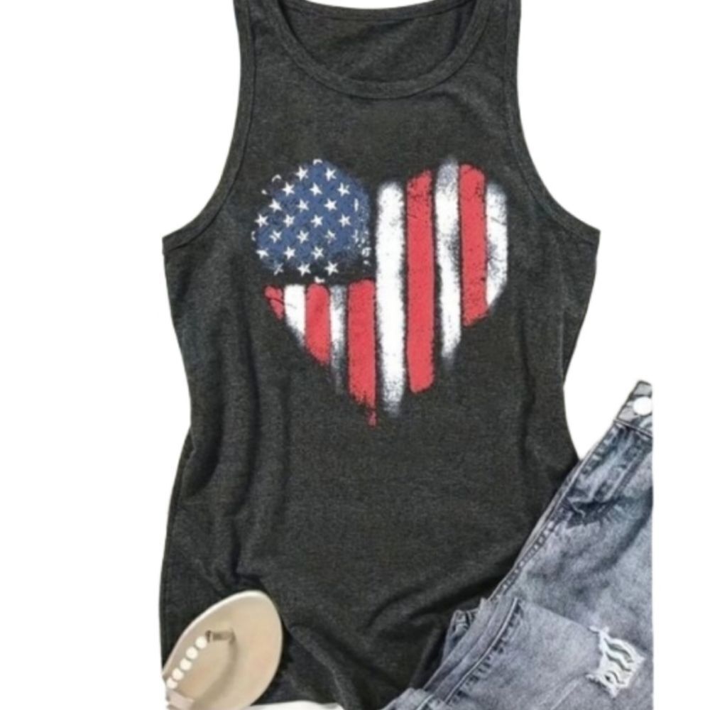 Ladies American flag print tank sz XL